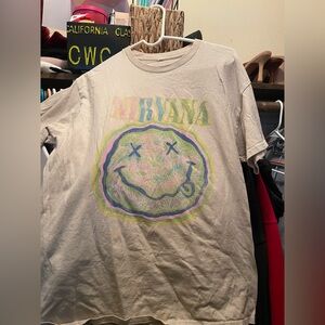 NIRVANA Cream Smiley Face Tee